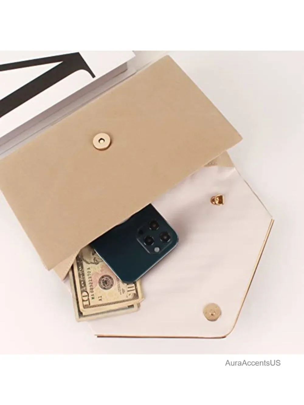 Suede Envelope Clutch with Detachable Chain Crossbody Handbag Party Prom